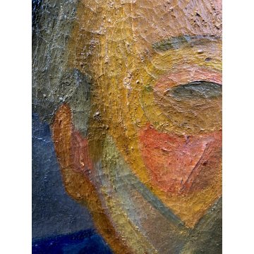 DIPINTO OLIO TELA Corrado Selvini RITRATTO MASCHILE FIGURA ASTRATTA '900