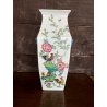 VASO PORCELLANA CINESE FAMILLE ROSE ANSE FIORI PEONIE GALLI VERDE CELADON XX sec