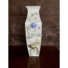 VASO PORCELLANA CINESE FAMILLE ROSE ANSE FIORI PEONIE GALLI VERDE CELADON XX sec