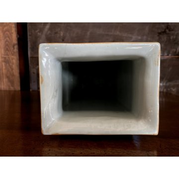 VASO PORCELLANA CINESE FAMILLE ROSE ANSE FIORI PEONIE GALLI VERDE CELADON XX sec