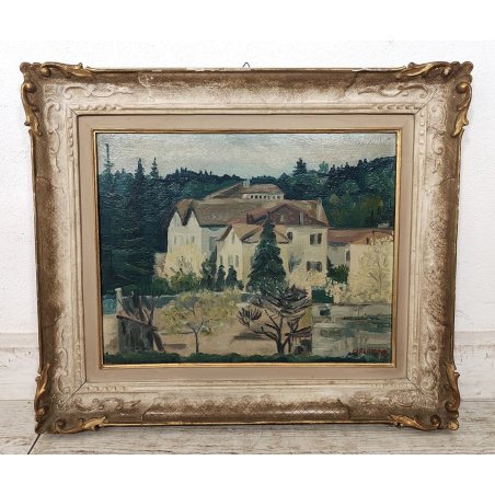 QUADRO DIPINTO olio tela Carlo Monti Arona PAESAGGIO Villa BOSCO Lago Maggiore