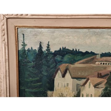 QUADRO DIPINTO olio tela Carlo Monti Arona PAESAGGIO Villa BOSCO Lago Maggiore