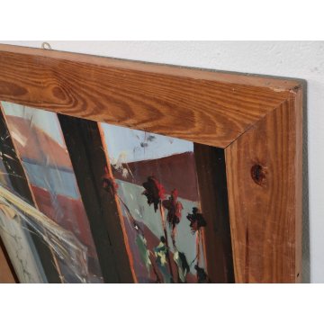 QUADRO DIPINTO olio tavola Carlo Monti Arona NATURA MORTA Fiori Lago Maggiore