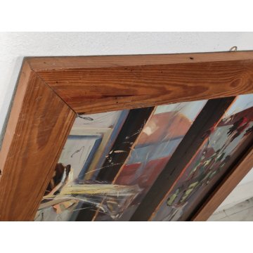 QUADRO DIPINTO olio tavola Carlo Monti Arona NATURA MORTA Fiori Lago Maggiore