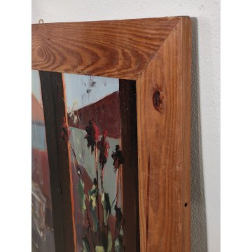 QUADRO DIPINTO olio tavola Carlo Monti Arona NATURA MORTA Fiori Lago Maggiore