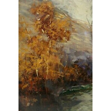 ANTICO DIPINTO OLIO TELA PAESAGGIO MONTANI TRAMONTO NEVE MACUGNAGA BOSCAIOLO 900