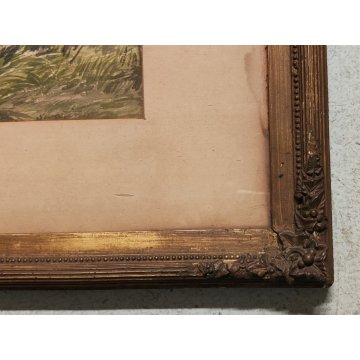 ANTICO QUADRO DIPINTO ACQUERELLO S. Martino PAESAGGIO Abbazia inglese Londra 800