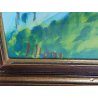 ANTICO QUADRO DIPINTO tempera cartone FIRMATO Lilloni PAESAGGIO BOSCO ALBERI