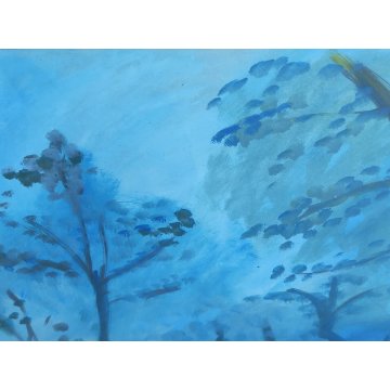 ANTICO QUADRO DIPINTO tempera cartone FIRMATO Lilloni PAESAGGIO BOSCO ALBERI