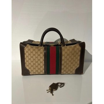 BORSA GUCCI VINTAGE DA VIAGGIO SHERRY LINE TROUSSE BAG TOILE BOSTON 24H BORSONE