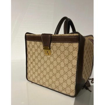 BORSA GUCCI VINTAGE DA VIAGGIO SHERRY LINE TROUSSE BAG TOILE BOSTON 24H BORSONE