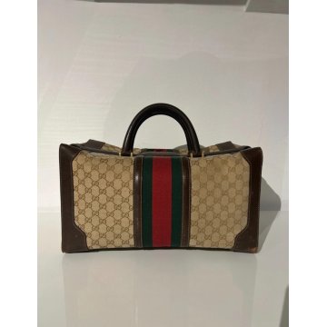 BORSA GUCCI VINTAGE DA VIAGGIO SHERRY LINE TROUSSE BAG TOILE BOSTON 24H BORSONE