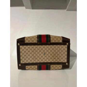 BORSA GUCCI VINTAGE DA VIAGGIO SHERRY LINE TROUSSE BAG TOILE BOSTON 24H BORSONE