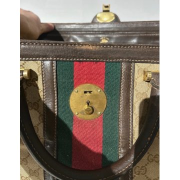 BORSA GUCCI VINTAGE DA VIAGGIO SHERRY LINE TROUSSE BAG TOILE BOSTON 24H BORSONE