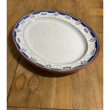 ANTICO PIATTO OVALE 54x43cm CERAMICA Minton "Coins" SERVING PLATE IMPERO '800 UK