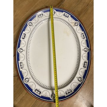 ANTICO PIATTO OVALE 54x43cm CERAMICA Minton "Coins" SERVING PLATE IMPERO '800 UK