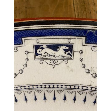 ANTICO PIATTO OVALE 54x43cm CERAMICA Minton "Coins" SERVING PLATE IMPERO '800 UK