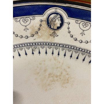 ANTICO PIATTO OVALE 54x43cm CERAMICA Minton "Coins" SERVING PLATE IMPERO '800 UK
