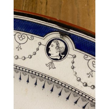 ANTICO PIATTO OVALE 54x43cm CERAMICA Minton "Coins" SERVING PLATE IMPERO '800 UK