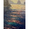 QUADRO DIPINTO OLIO N. Costanzi PAESAGGIO MARINO Faraglioni Capri TRAMONTO