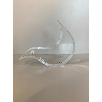 SCULTURA UCCELLO LUCITE TRASPARENTE DESIGN Silvio Russo Guzzini PLEXIGLASS '70