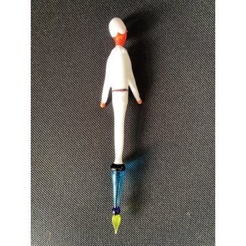 PENNA IMMERSIONE VETRO SOFFIATO Murano MASCHERA Pulcinella COMMEDIA SOUVENIR