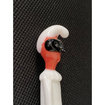 PENNA IMMERSIONE VETRO SOFFIATO Murano MASCHERA Pulcinella COMMEDIA SOUVENIR