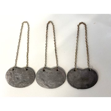 SET 3 ETICHETTE VINTAGE BAR CRYSTAL DECANTER LABELS Brandy Goga Cherry PELTRO