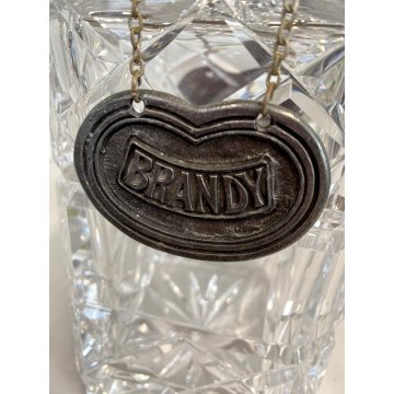 SET 3 ETICHETTE VINTAGE BAR CRYSTAL DECANTER LABELS Brandy Goga Cherry PELTRO