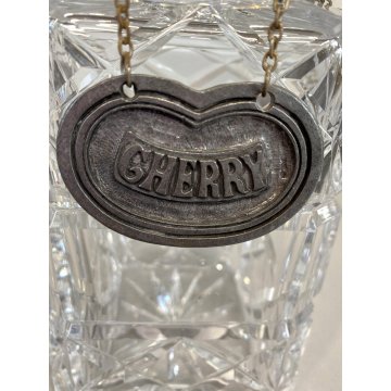 SET 3 ETICHETTE VINTAGE BAR CRYSTAL DECANTER LABELS Brandy Goga Cherry PELTRO