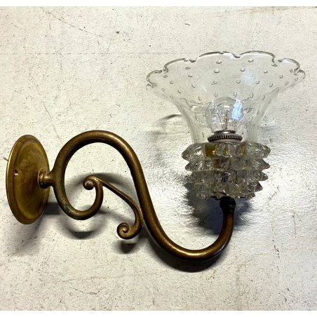 APPLIQUE  VETRO Murano ROSTRATO BULLICANTE Barovier STRUTTURA OTTONE MID CENTURY