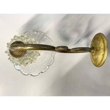 APPLIQUE  VETRO Murano ROSTRATO BULLICANTE Barovier STRUTTURA OTTONE MID CENTURY