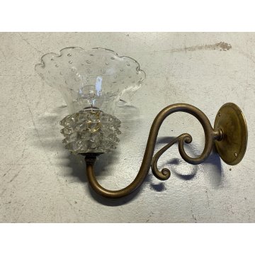 APPLIQUE  VETRO Murano ROSTRATO BULLICANTE Barovier STRUTTURA OTTONE MID CENTURY