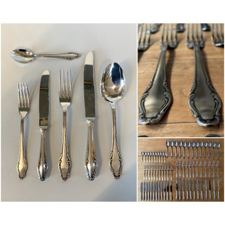 VINTAGE SET POSATE 10 pers - 70 Pz. F.lli Calderoni INOXID METALLO Art Decò