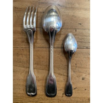 VINTAGE SET POSATE 12 pers - 37 Pz METAL BLANC SFAM Gabriel Guy FRANCE Art Decò