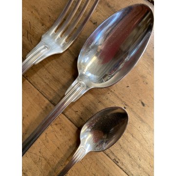 VINTAGE SET POSATE 12 pers - 37 Pz METAL BLANC SFAM Gabriel Guy FRANCE Art Decò