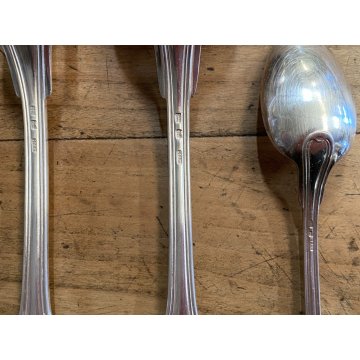 VINTAGE SET POSATE 12 pers - 37 Pz METAL BLANC SFAM Gabriel Guy FRANCE Art Decò