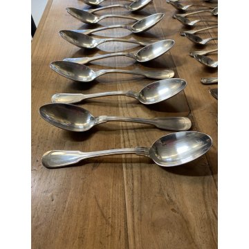 VINTAGE SET POSATE 12 pers - 37 Pz METAL BLANC SFAM Gabriel Guy FRANCE Art Decò