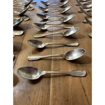 VINTAGE SET POSATE 12 pers - 37 Pz METAL BLANC SFAM Gabriel Guy FRANCE Art Decò