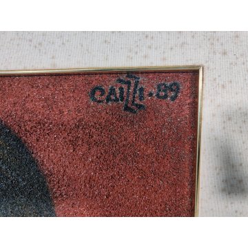 QUADRO MATERICO DESIGN Caizzi DIPINTO ACRILICO TELA Belgirate '89 RITRATTO DONNA