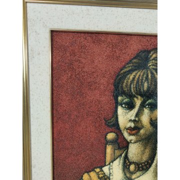 QUADRO MATERICO DESIGN Caizzi DIPINTO ACRILICO TELA Belgirate '89 RITRATTO DONNA