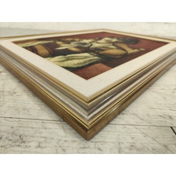 QUADRO MATERICO DESIGN Caizzi DIPINTO ACRILICO TELA Belgirate '89 RITRATTO DONNA