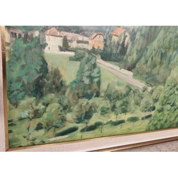 ANTICO QUADRO DIPINTO olio tela 1941 Egidio Riva PAESAGGIO Santa Maria Maggiore