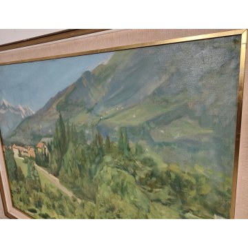 ANTICO QUADRO DIPINTO olio tela 1941 Egidio Riva PAESAGGIO Santa Maria Maggiore