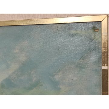 ANTICO QUADRO DIPINTO olio tela 1941 Egidio Riva PAESAGGIO Santa Maria Maggiore