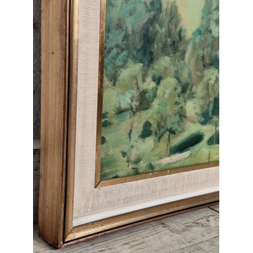 ANTICO QUADRO DIPINTO olio tela 1941 Egidio Riva PAESAGGIO Santa Maria Maggiore