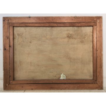 GRANDE QUADRO DIPINTO OLIO TELA Ercole Magrotti PAESAGGIO BOSCO FIUME MONTAGNA