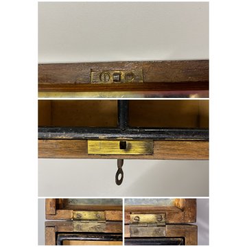 ANTICO COFANETTO SCATOLA LEGNO RADICA NOCE  COPERCHIO BOMBATO DECORO VITTORIANO