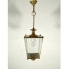 LAMPADARIO SOSPENSIONE LANTERNA OTTONE VETRO 1 LUCE DESIGN MID CENTURY MODERN