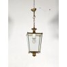 LAMPADARIO SOSPENSIONE LANTERNA OTTONE VETRO 1 LUCE DESIGN MID CENTURY MODERN